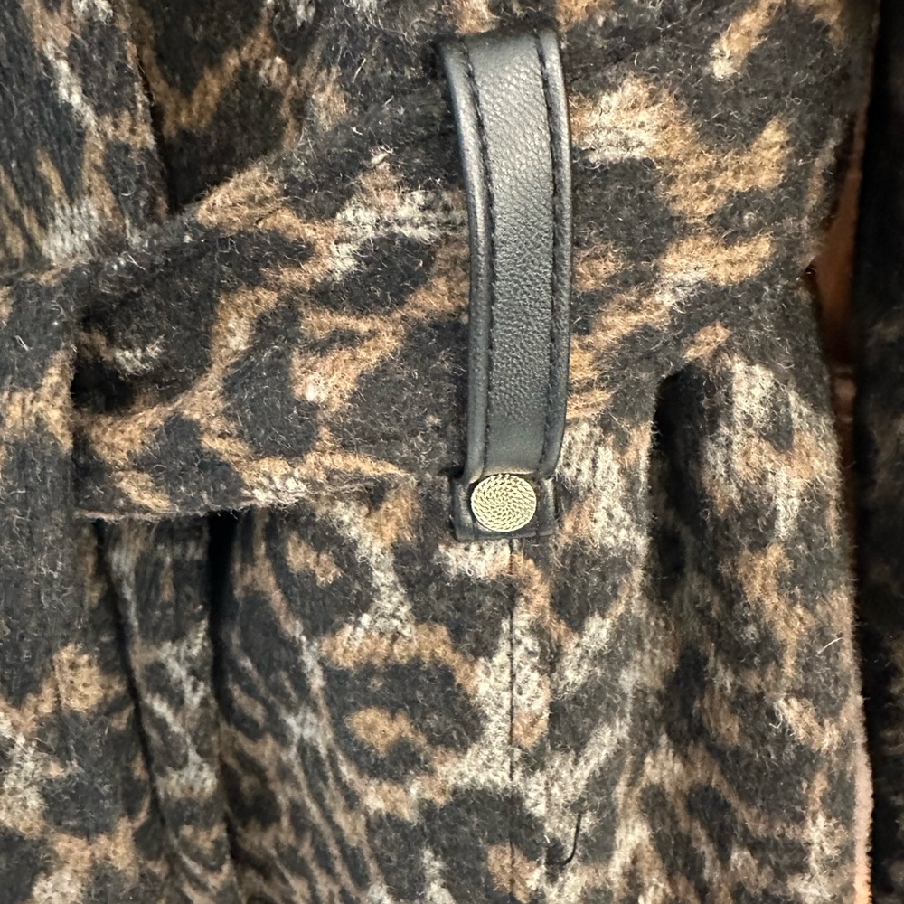 Leopard Print Wool Blend Coat - Picture 3 of 5